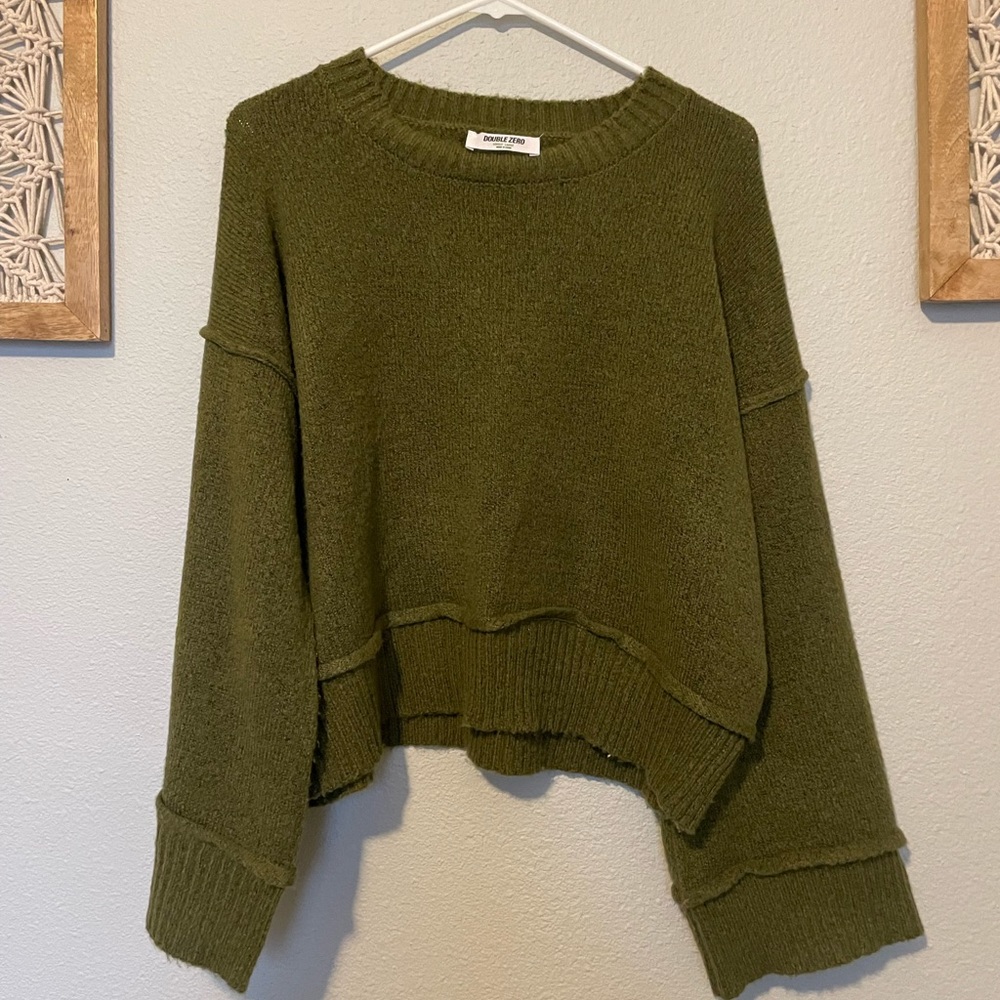 Army Green Cropped Sweater
